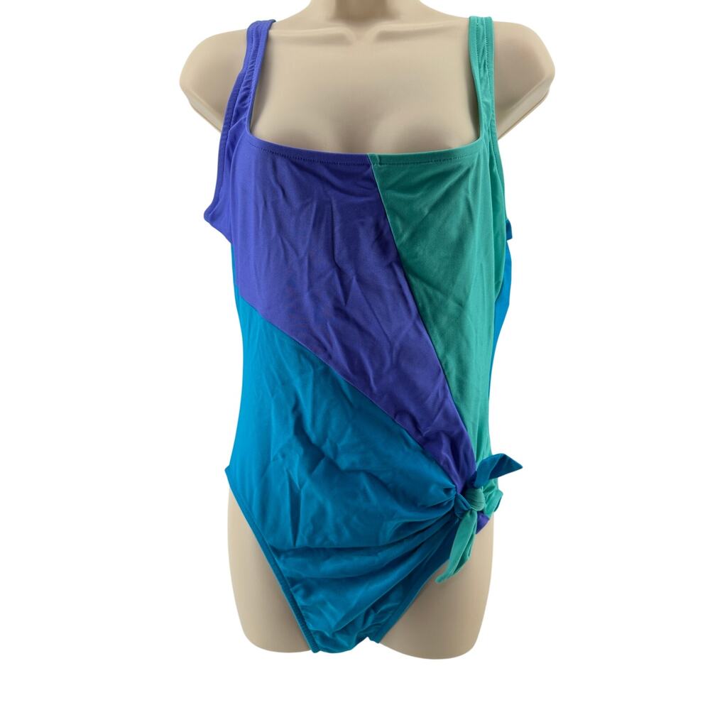 Vintage Oscar de la Renta Colorblock One Piece Swimsuit Womens 16